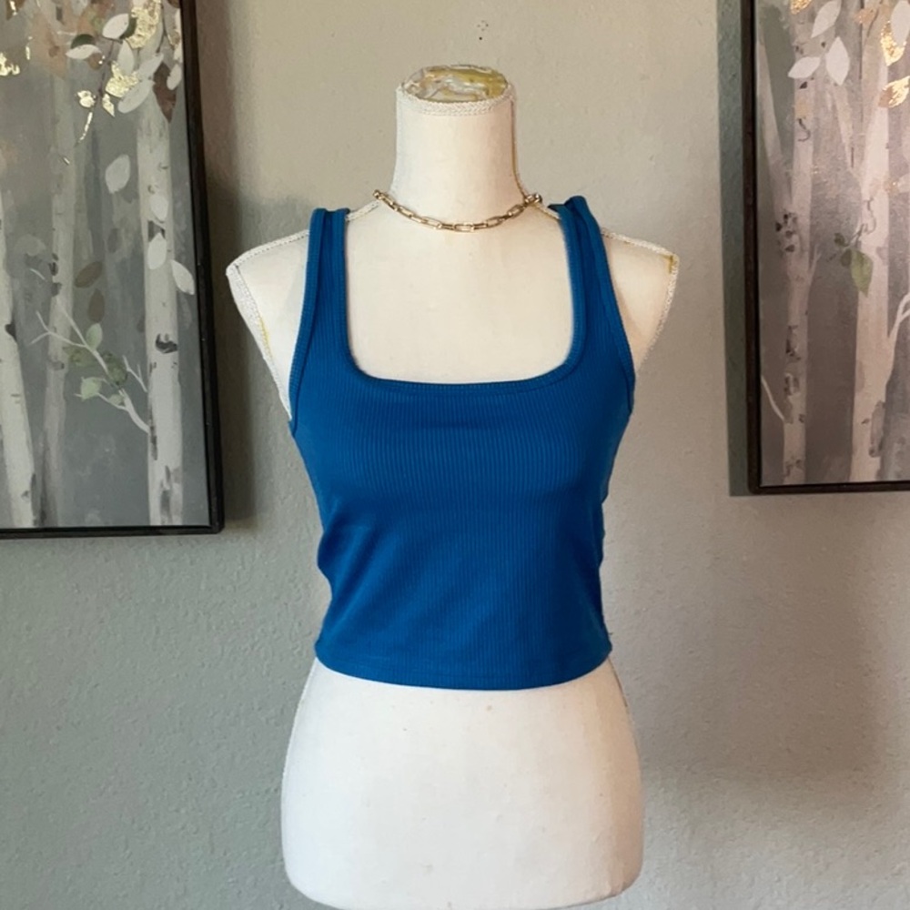 Hollister Blue Fitted Crop Tank Top